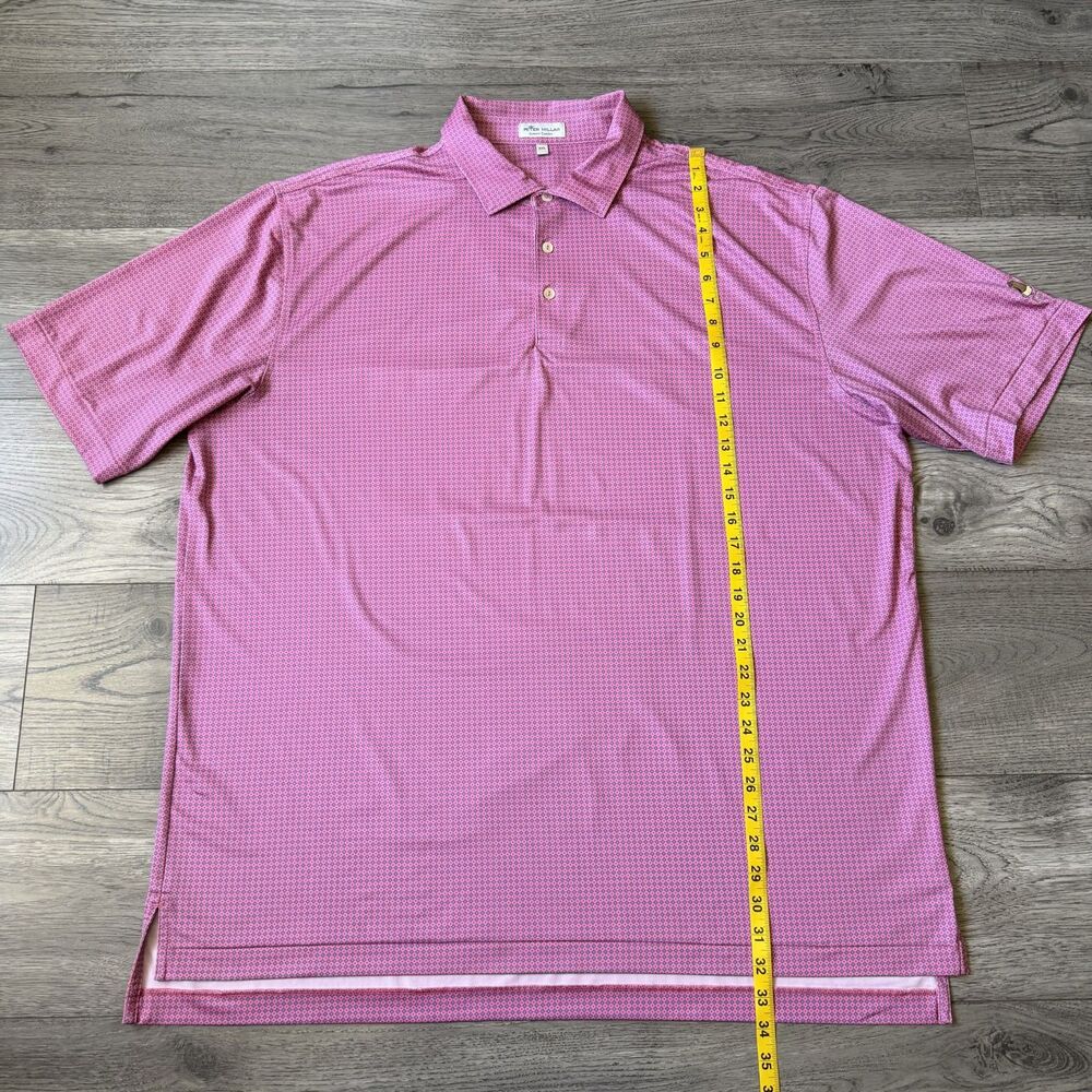 Peter Millar Summer Comfort Polo Pink Diamond Geometric Golf Shirt - Size XXL - Picture 6 of 8